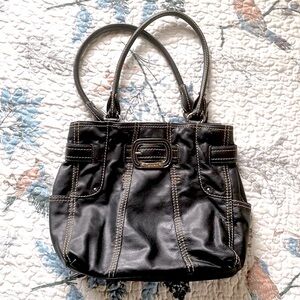 Tignanello Large Black Leather Shoulder Bag